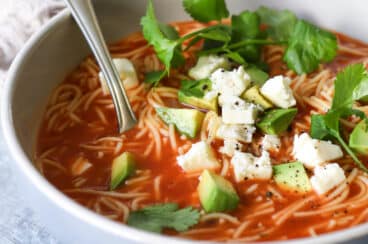 A bowl of Sopa de Fideo.